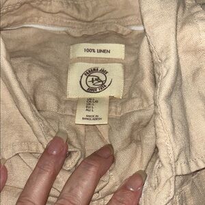 Panama Jack Light Tan Casual Button-Down Shirt 💯 %linen